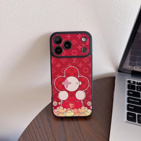 Luxury Monogram Floral Mascot Phone Case for iPhone 12-17