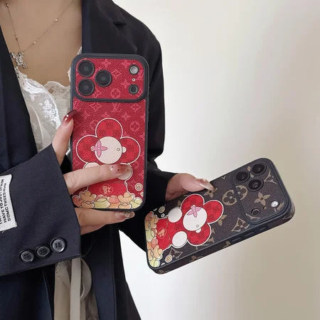 Luxury Monogram Floral Mascot Phone Case for iPhone 12-17