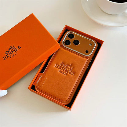 Premium Leather Hermes Style Case for iPhone 12 - 17 Series