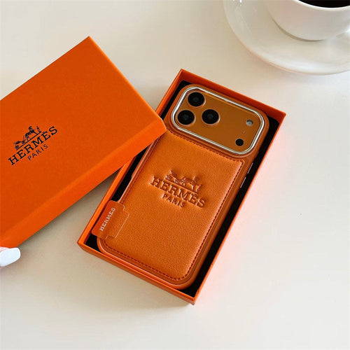 Premium Leather Hermes Style Case for iPhone 12 - 17 Series