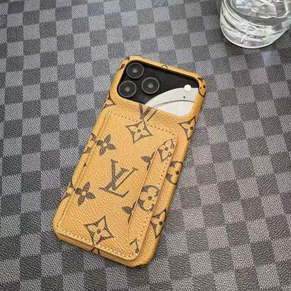 Monogram LV Leather Phone Case For iPhone 13-17 Series