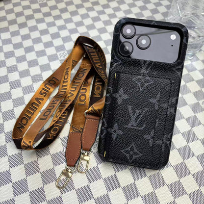 Monogram LV Leather Phone Case For iPhone 13-17 Series