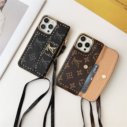 Monogram LV Leather iPhone Case 13-16 Series