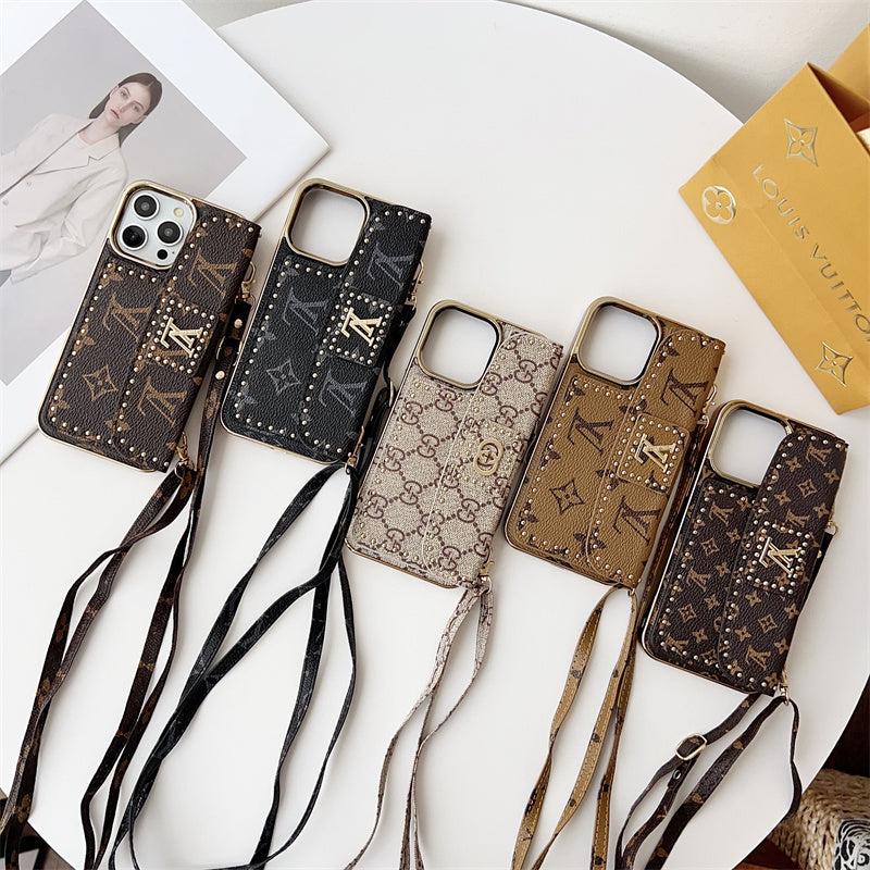 Monogram LV Leather iPhone Case 13-16 Series