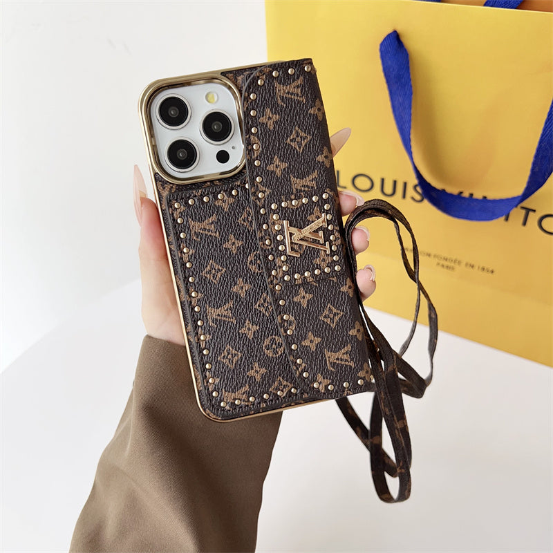 Monogram LV Leather iPhone Case 13-16 Series