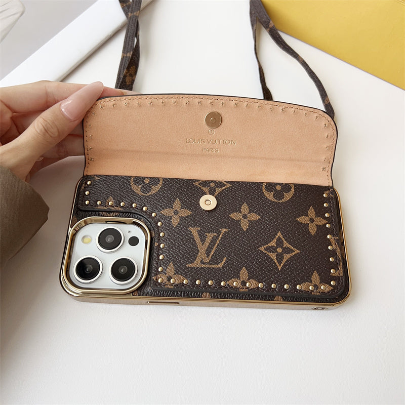 Monogram LV Leather iPhone Case 13-16 Series