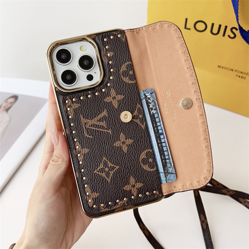 Monogram LV Leather iPhone Case 13-16 Series