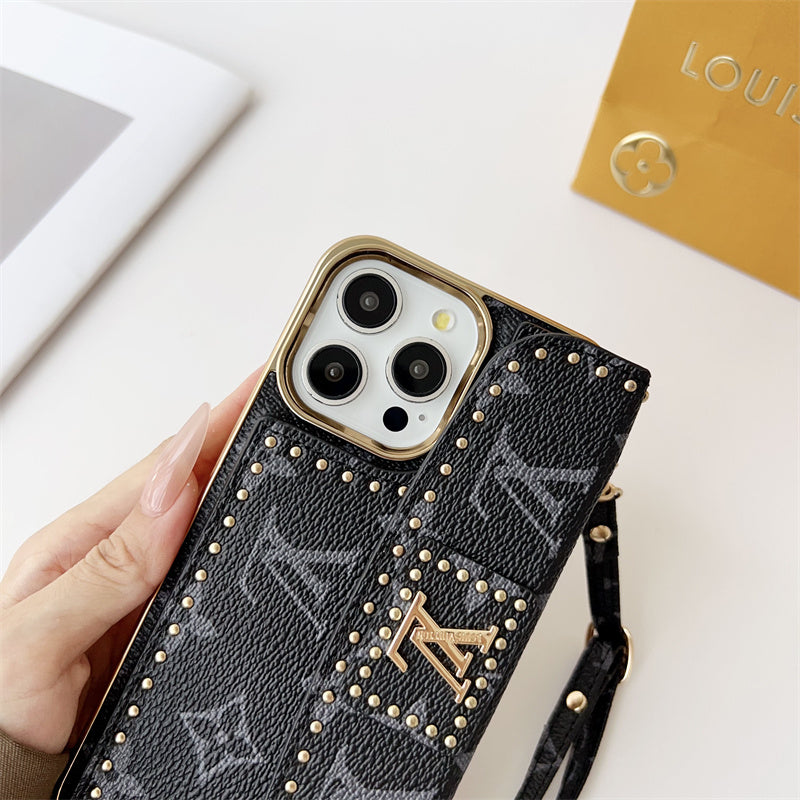 Monogram LV Leather iPhone Case 13-16 Series
