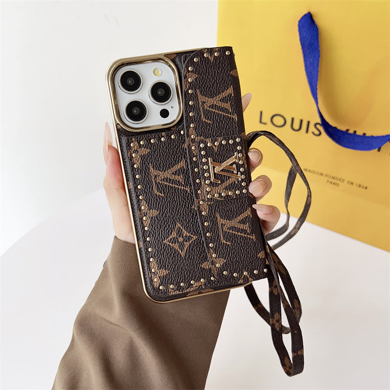 Monogram LV Leather iPhone Case 13-16 Series