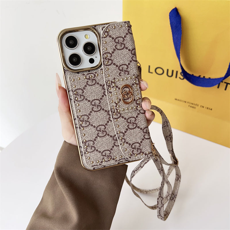 Monogram LV Leather iPhone Case 13-16 Series