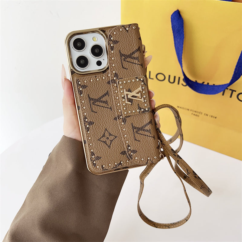 Monogram LV Leather iPhone Case 13-16 Series