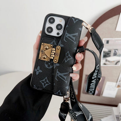 LUXURY LOCK CARD BAG CROSSBODY CHAIN IPHONE CASE