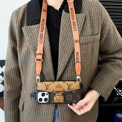 LUXURY LOCK CARD BAG CROSSBODY CHAIN IPHONE CASE
