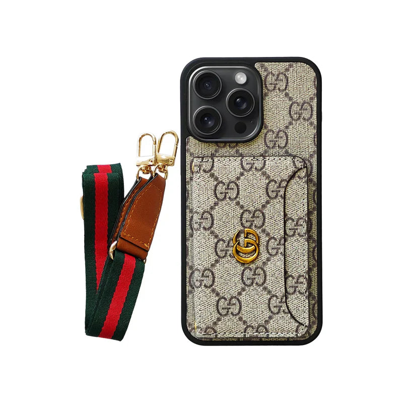 GG CARDHOLDER & LANYARD BRWN