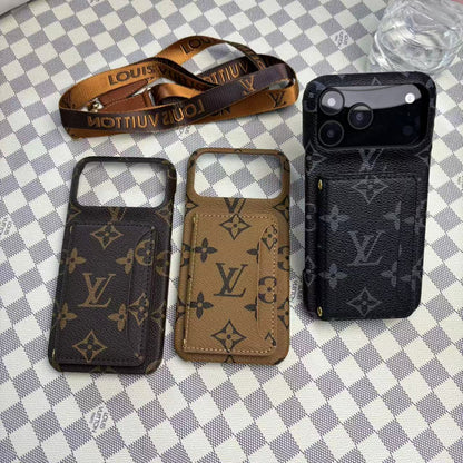 Monogram LV Leather Phone Case For iPhone 13-17 Series