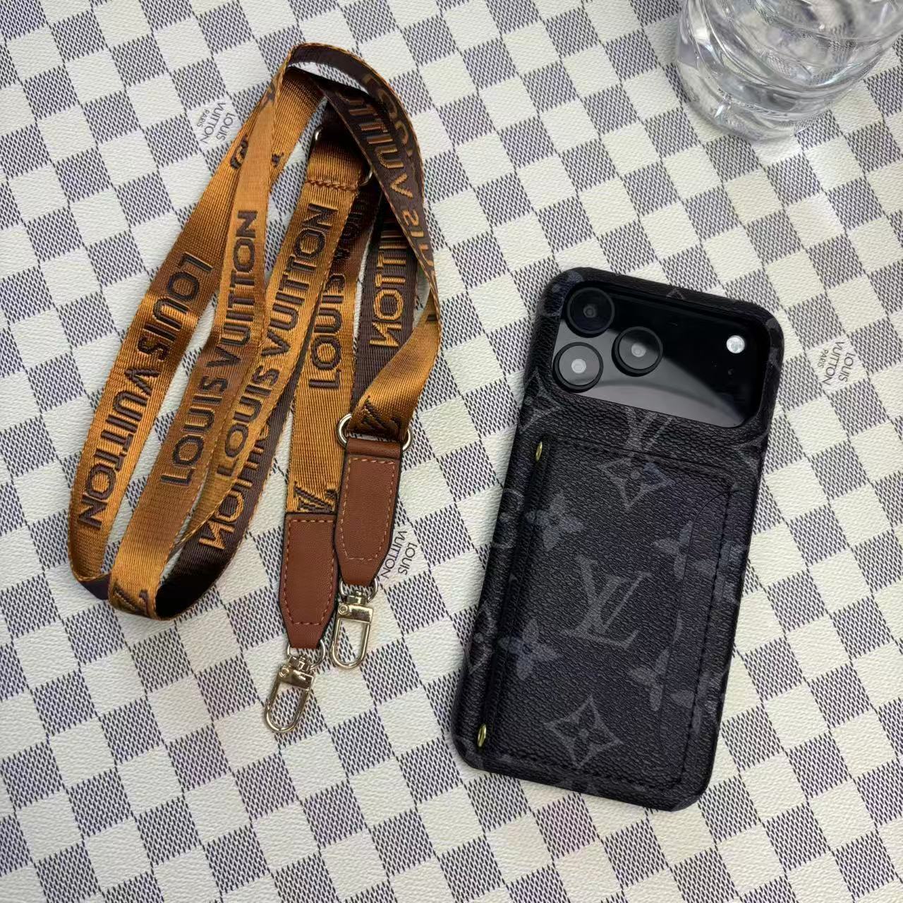 Monogram LV Leather Phone Case For iPhone 13-17 Series