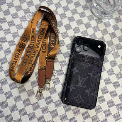Monogram LV Leather Phone Case For iPhone 13-17 Series