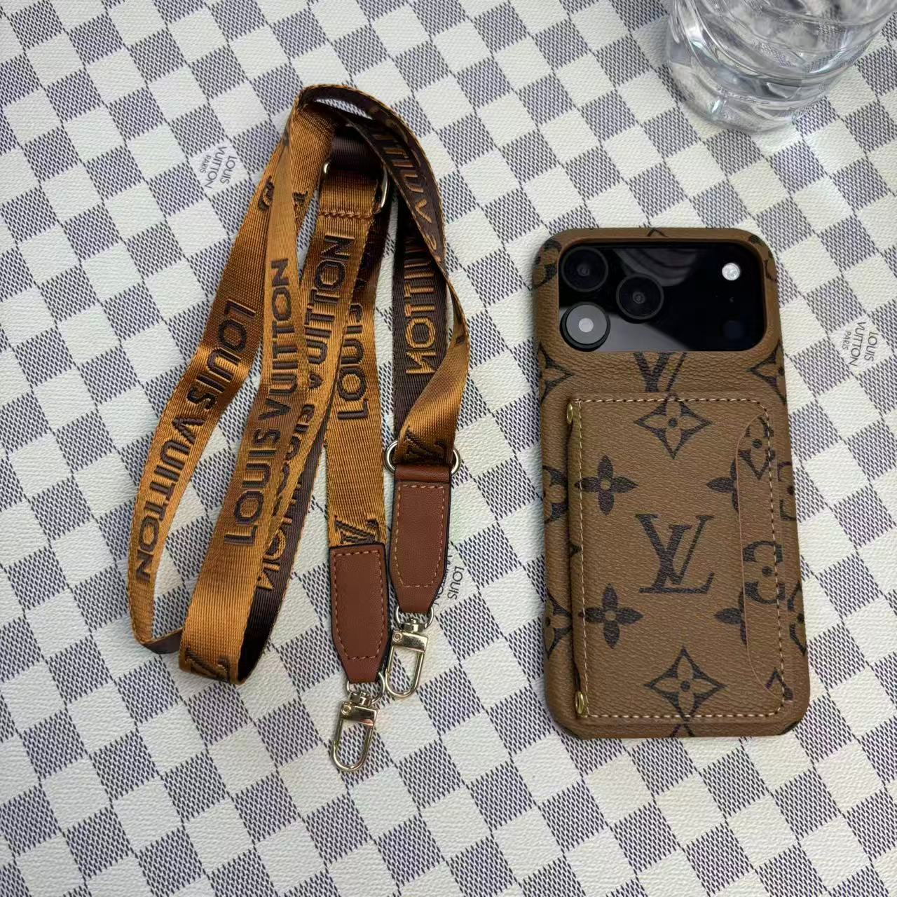 Monogram LV Leather Phone Case For iPhone 13-17 Series