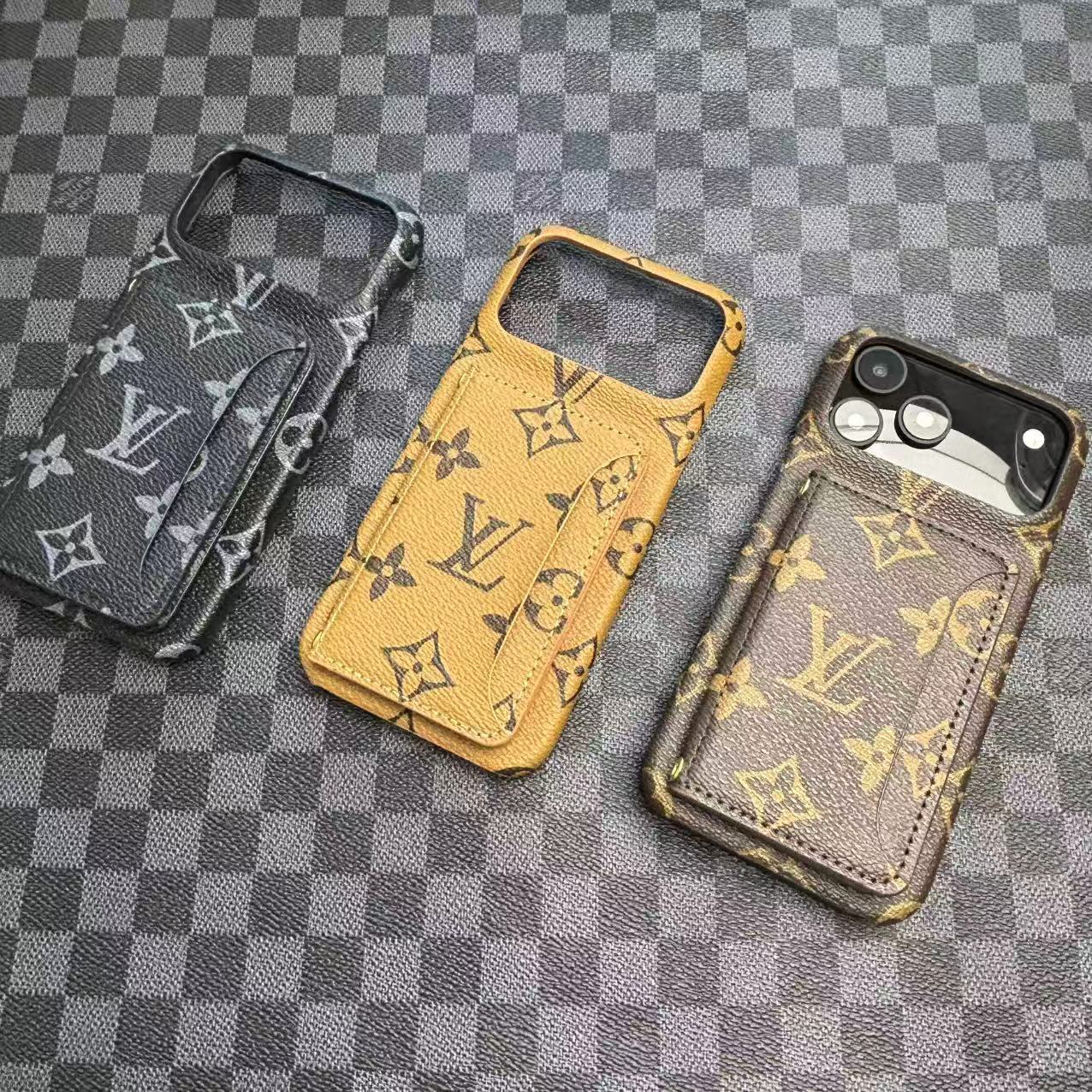 Monogram LV Leather Phone Case For iPhone 13-17 Series